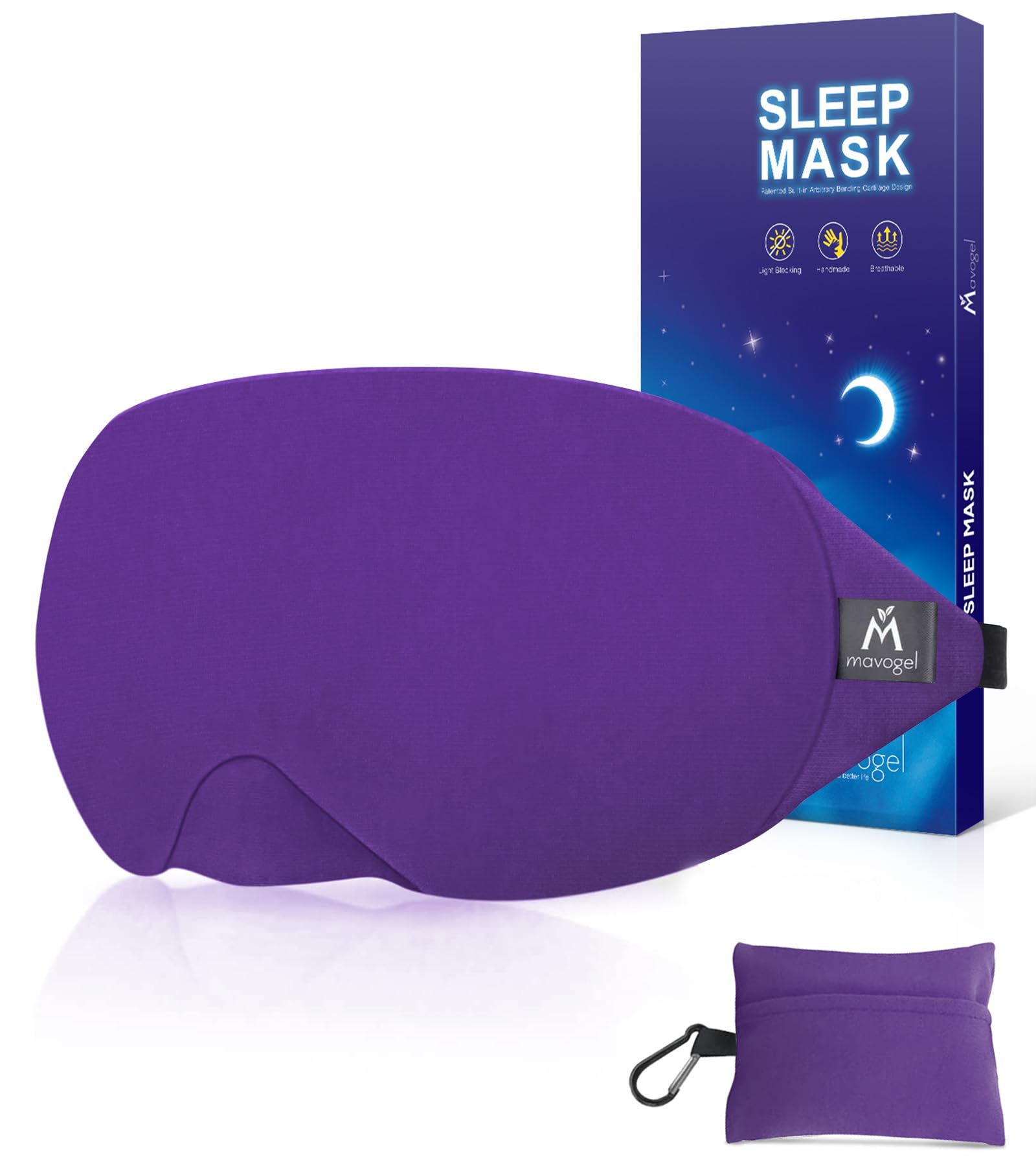 Masque yeux coton Mavogel violet, bloque lumière pour une nuit paisible