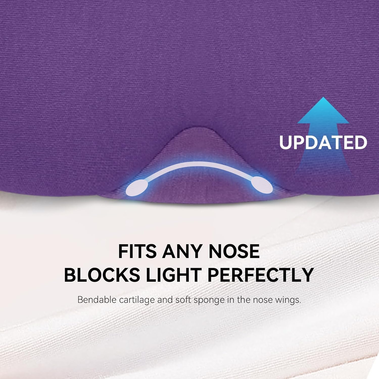Détail des contours pliés du masque Mavogel violet pour ajustement précis