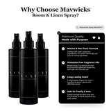 Mavwicks Luxe Brume Textiles 8oz: parfume canapés et rideaux sans résidu.