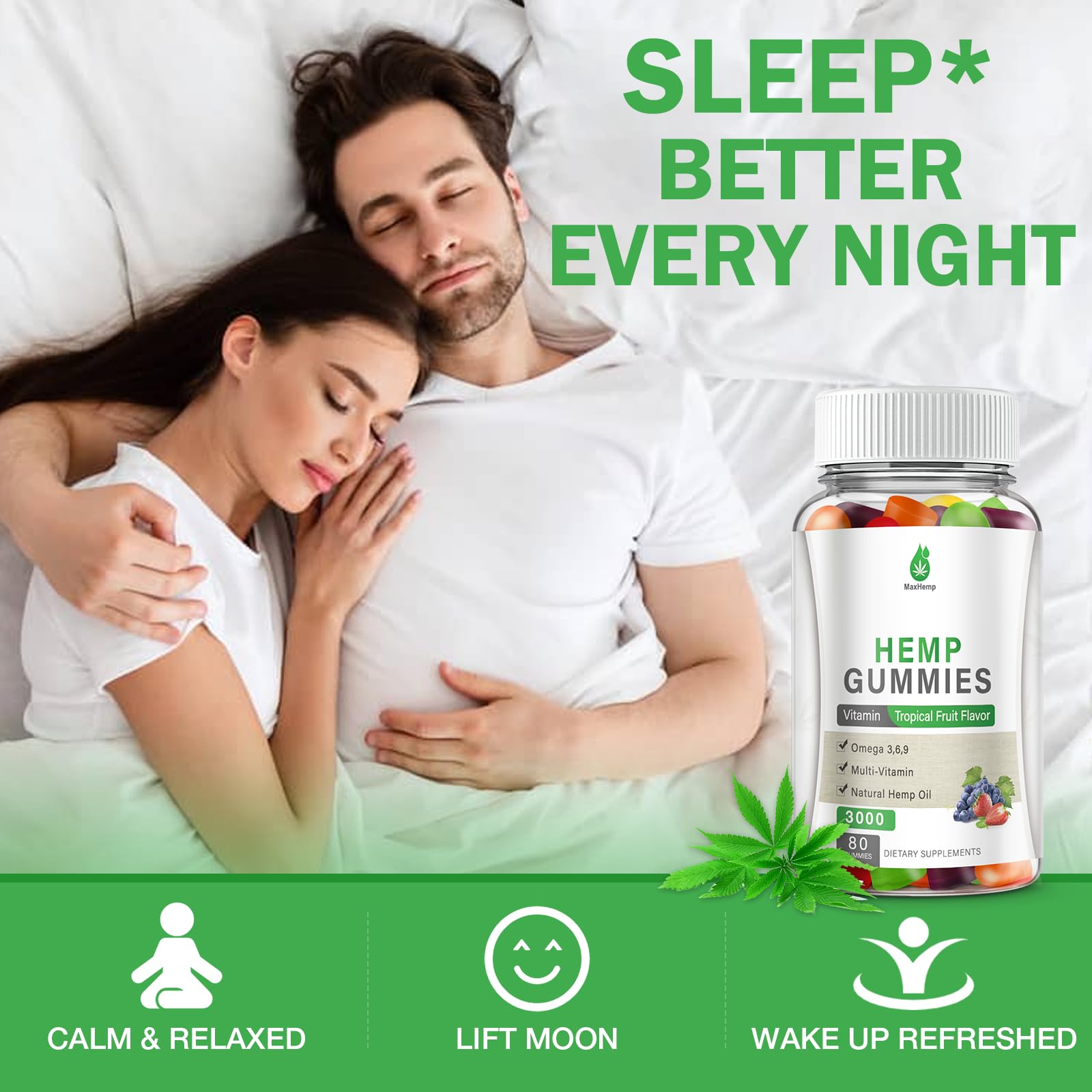 Gommes en forme d’ours MaxHemp, saveur fruits tropicaux pour un rituel relaxant.