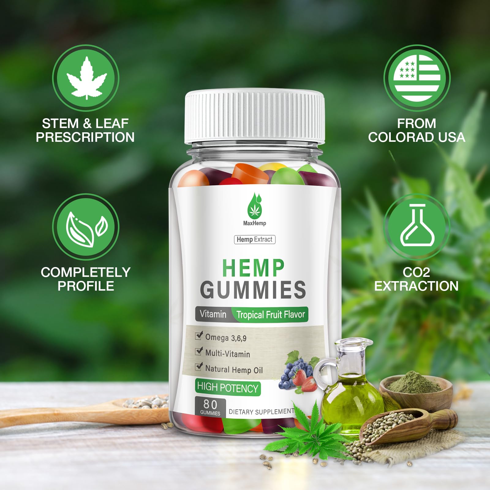 Paquets doubles MaxHemp Gummies, format pratique pour un usage quotidien.