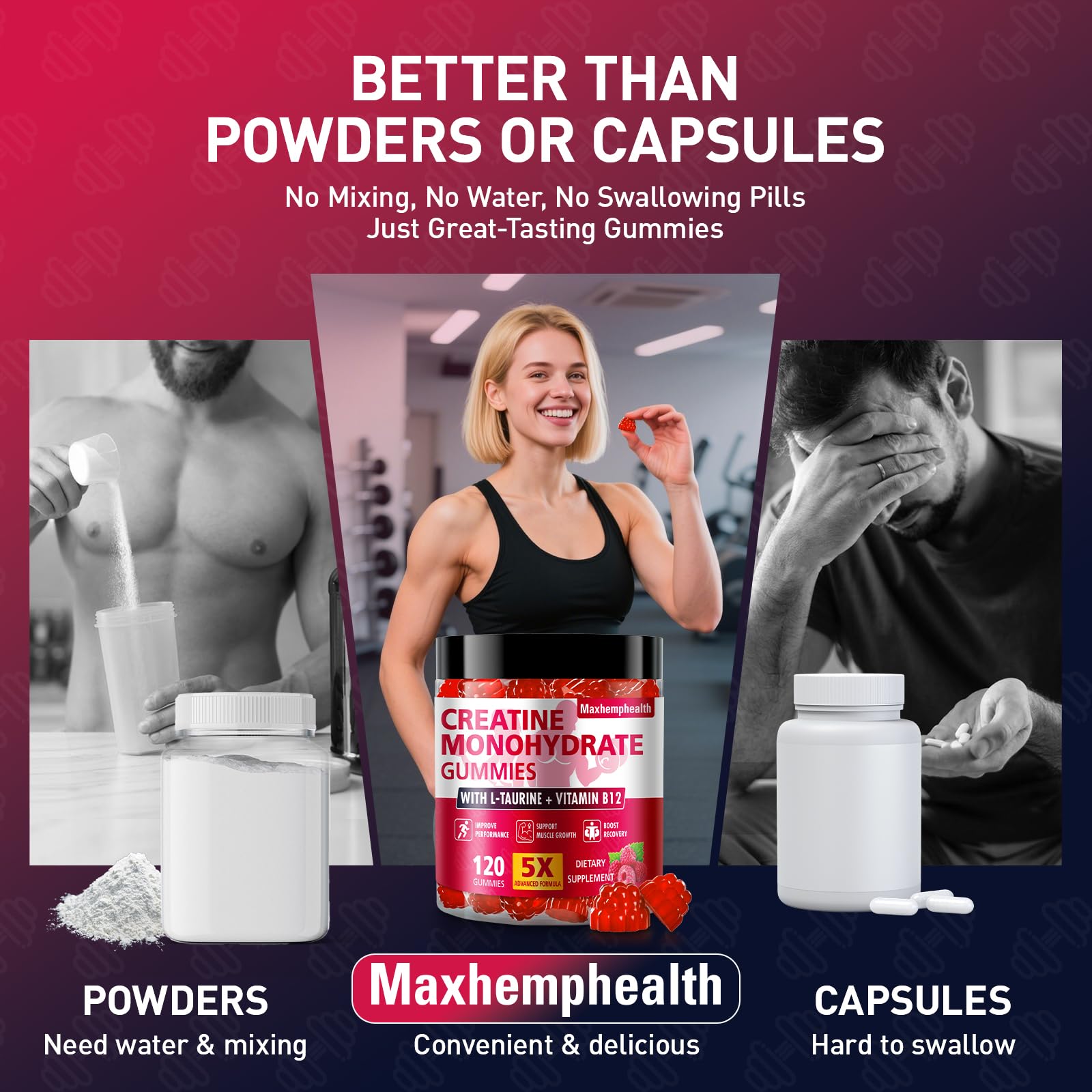 Moment de récupération après séance grâce à Maxhemphealth Creatine Gummies.