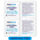 Lingettes Maxi Clean pour lunettes, nettoyage rapide et sans traces.