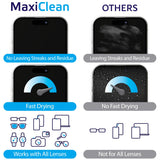 Lingettes Maxi Clean prêtes à l’emploi pour enlever les traces sur les lunettes.