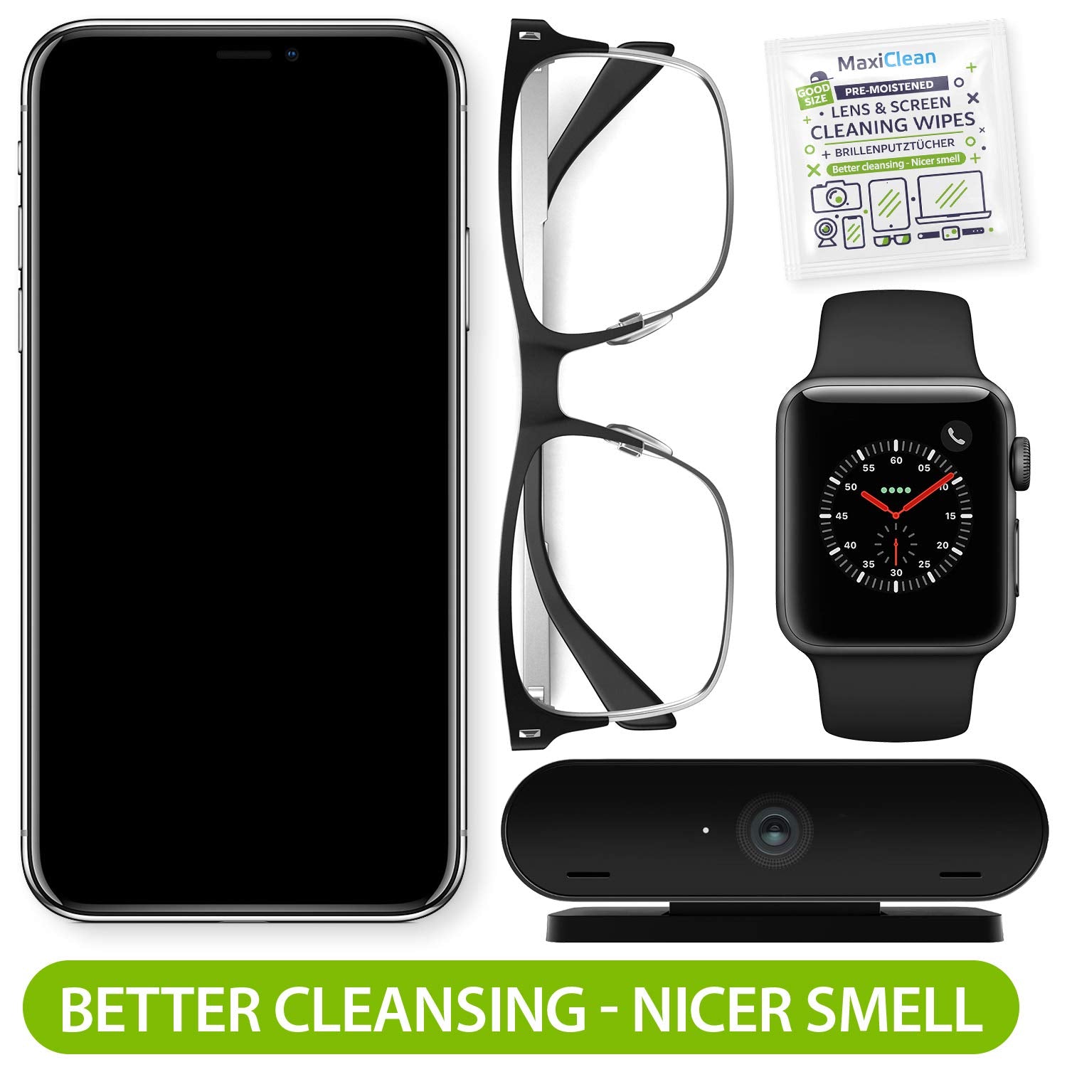 MAXI CLEAN lunettes sans traces, pratique en déplacement.