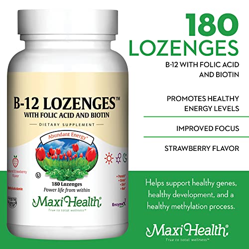 Pastilles Maxi Health B12 fraise bouteille, format pratique pour routine quotidienne