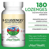 Pastilles Maxi Health B12 fraise bouteille, format pratique pour routine quotidienne
