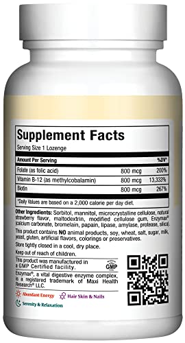 Pastilles Maxi Health B12 fraise dissolution, dégustation agréable et absorption facilitée