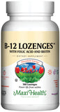 Pastilles Maxi Health B12 fraise – emballage pratique pour énergie quotidienne.