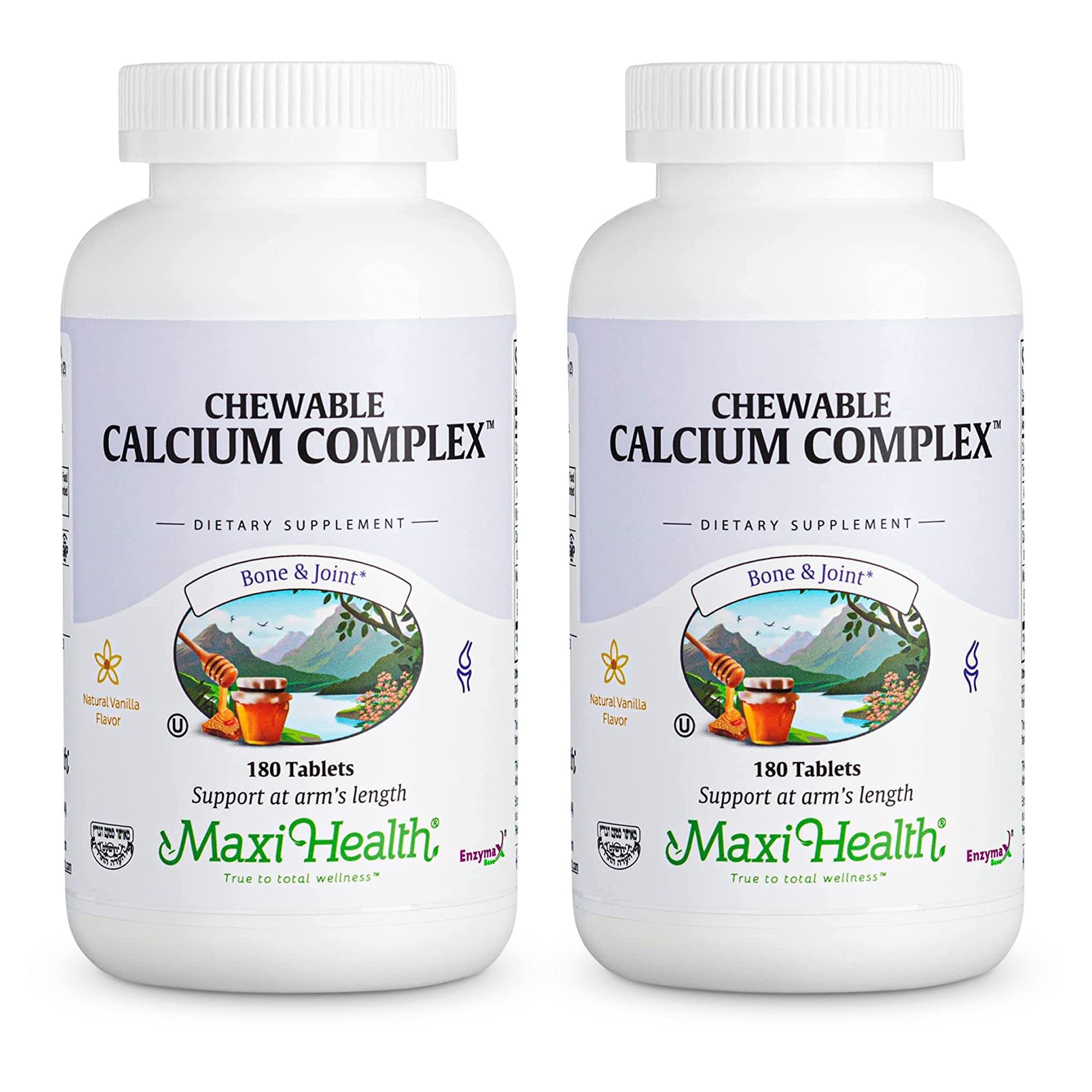 Maxi Health Calcium Complex bouchées vanille : texture douce et faciles à mâcher au quotidien.