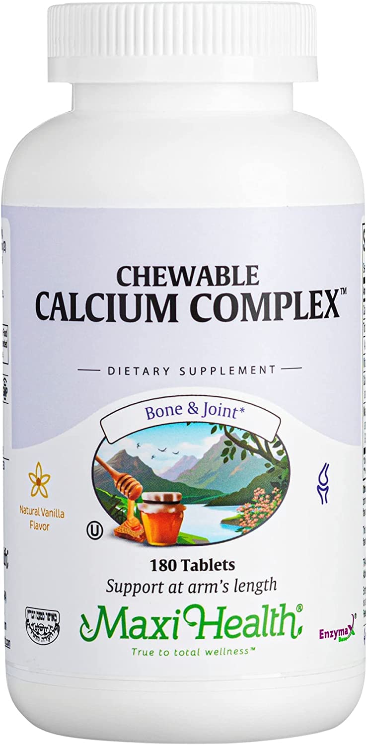 Maxi Health Calcium Complex bouteille vanille : emballage pratique pour la routine quotidienne.