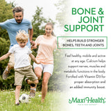 Gommes Maxi Health Calcium D3, source de corail, soutien potentiel des os et dents.