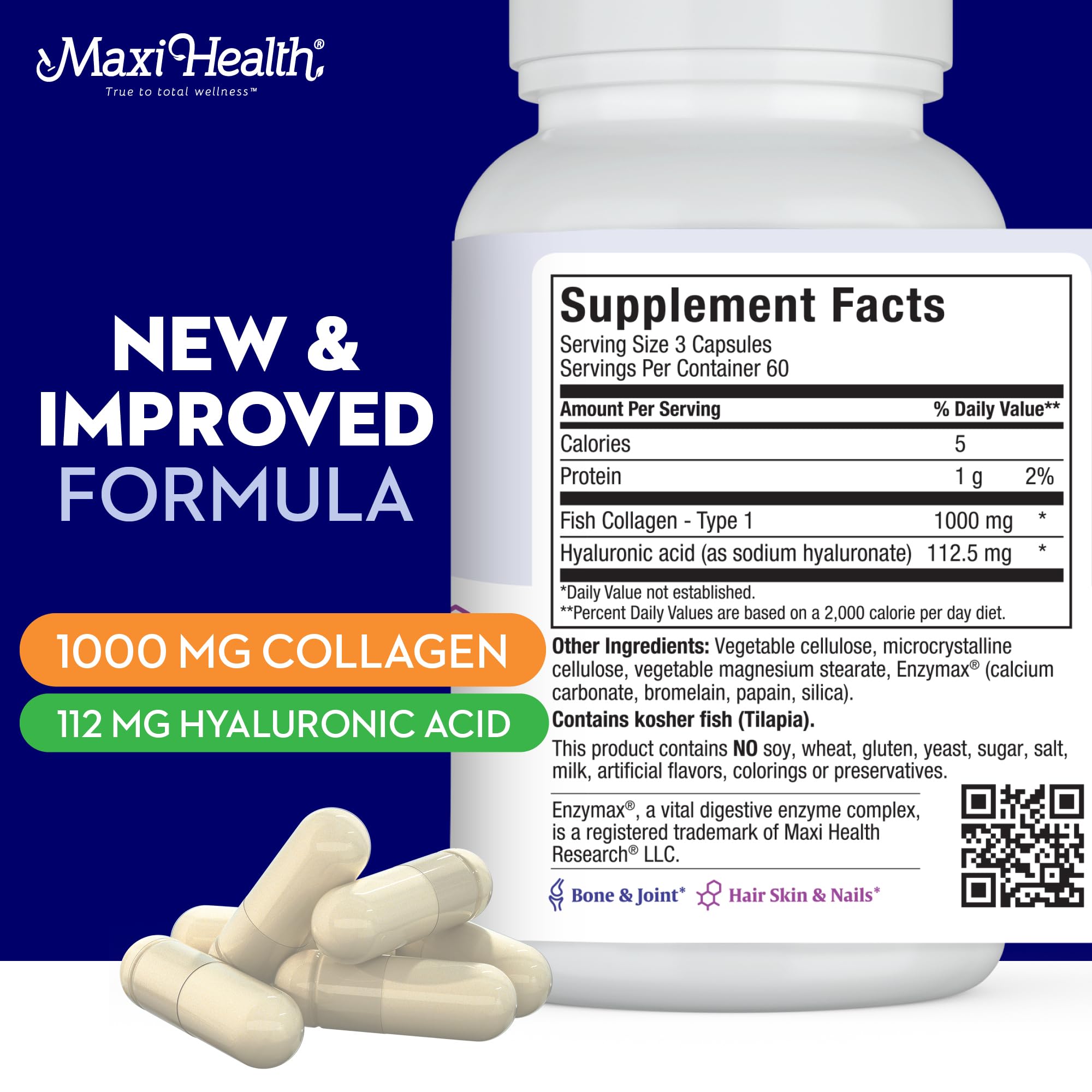 Capsules Maxi Health sans gluten, sans soja, sans lactose pour estomac sensible.