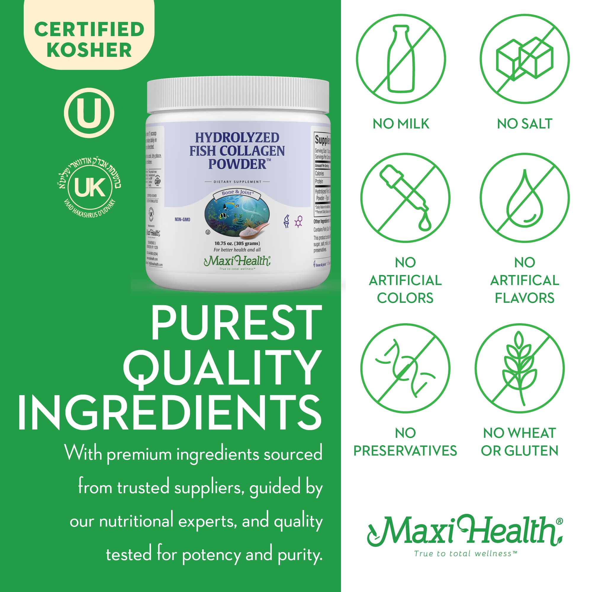 Maxi Health Collagen Peptides Poudre – s'intègre facilement dans café, thé ou smoothie.