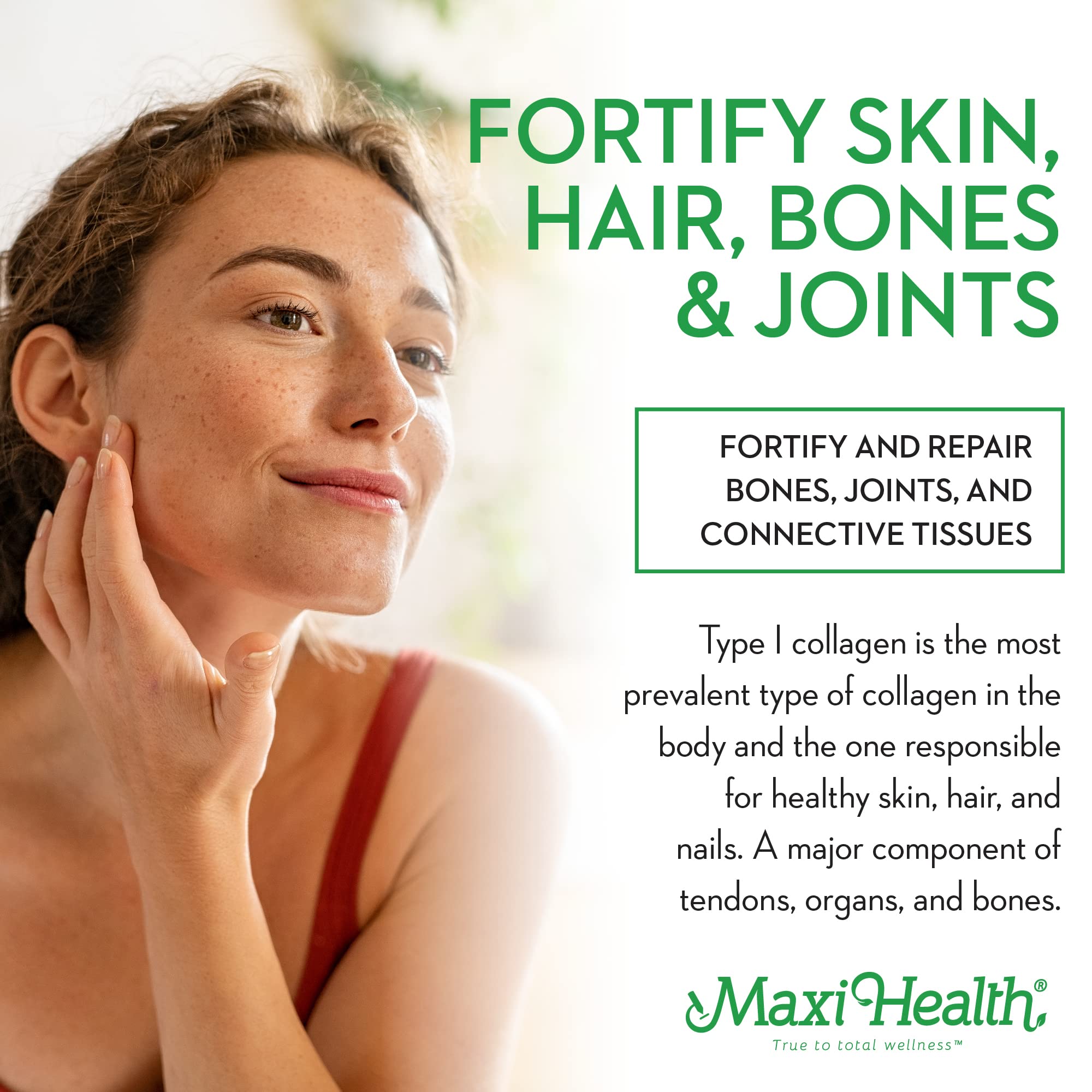 Maxi Health Collagen Peptides Poudre – étiquette Kosher et sans allergènes.