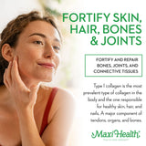 Maxi Health Collagen Peptides Poudre – étiquette Kosher et sans allergènes.