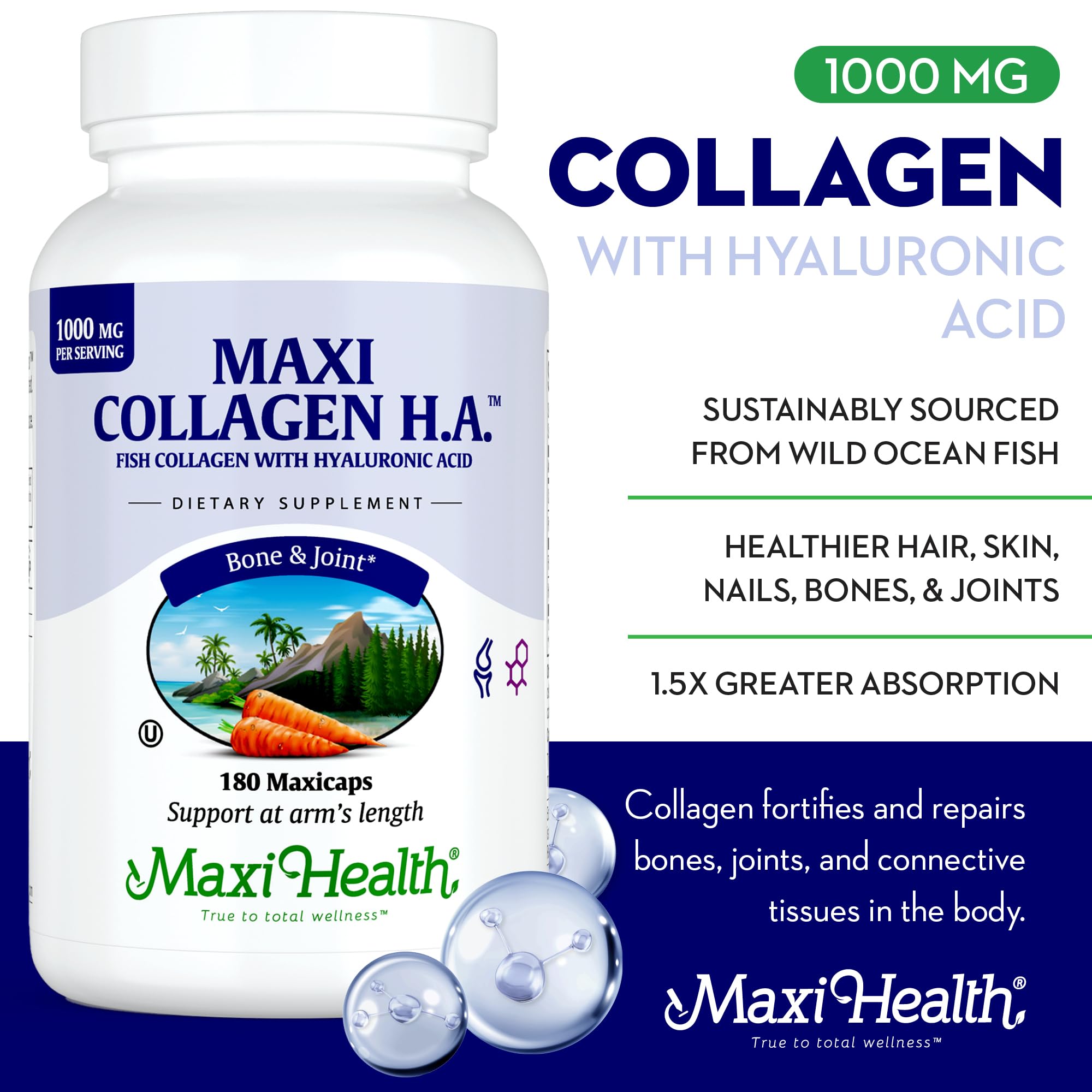 Maxi Health collagene marin hyaluronique : peau plus hydratée et lumineuse.