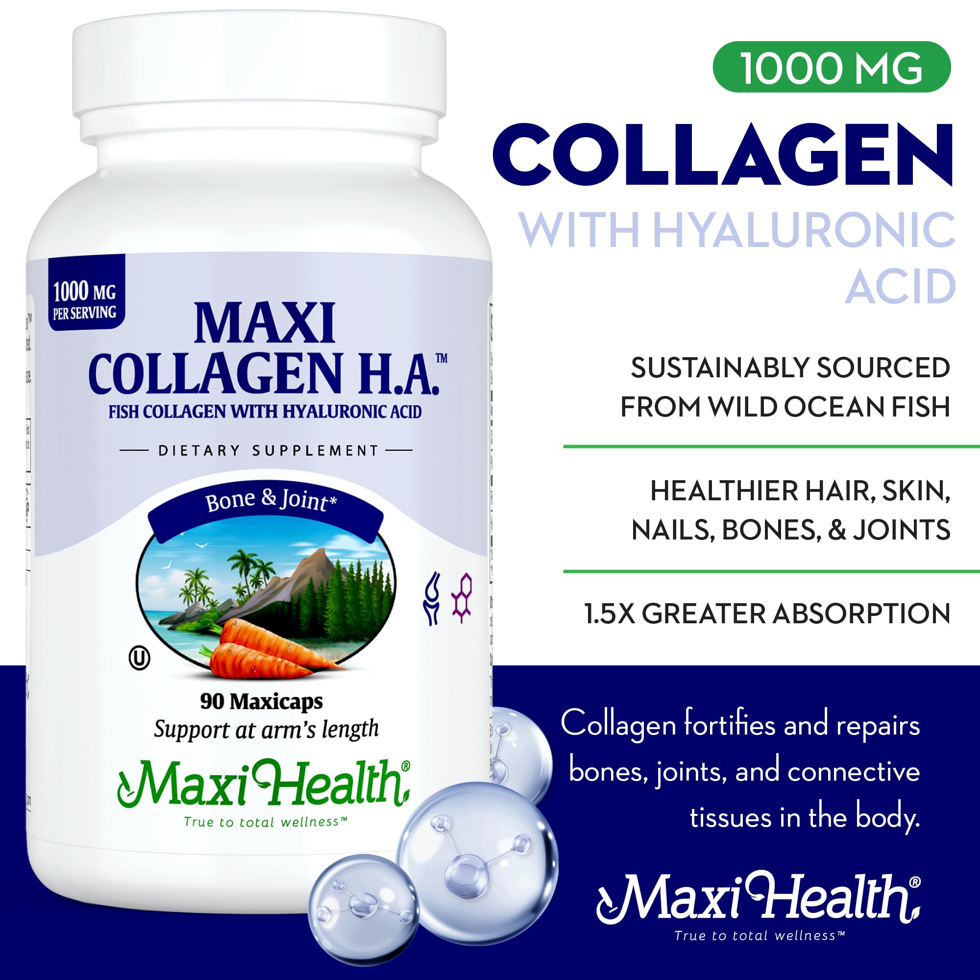 Maxi Health Collagene Marin: bouteille et prise quotidienne simple