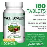 Maxi Health D3 2000IU - certifié casher et sans gluten, sans arômes artificiels.