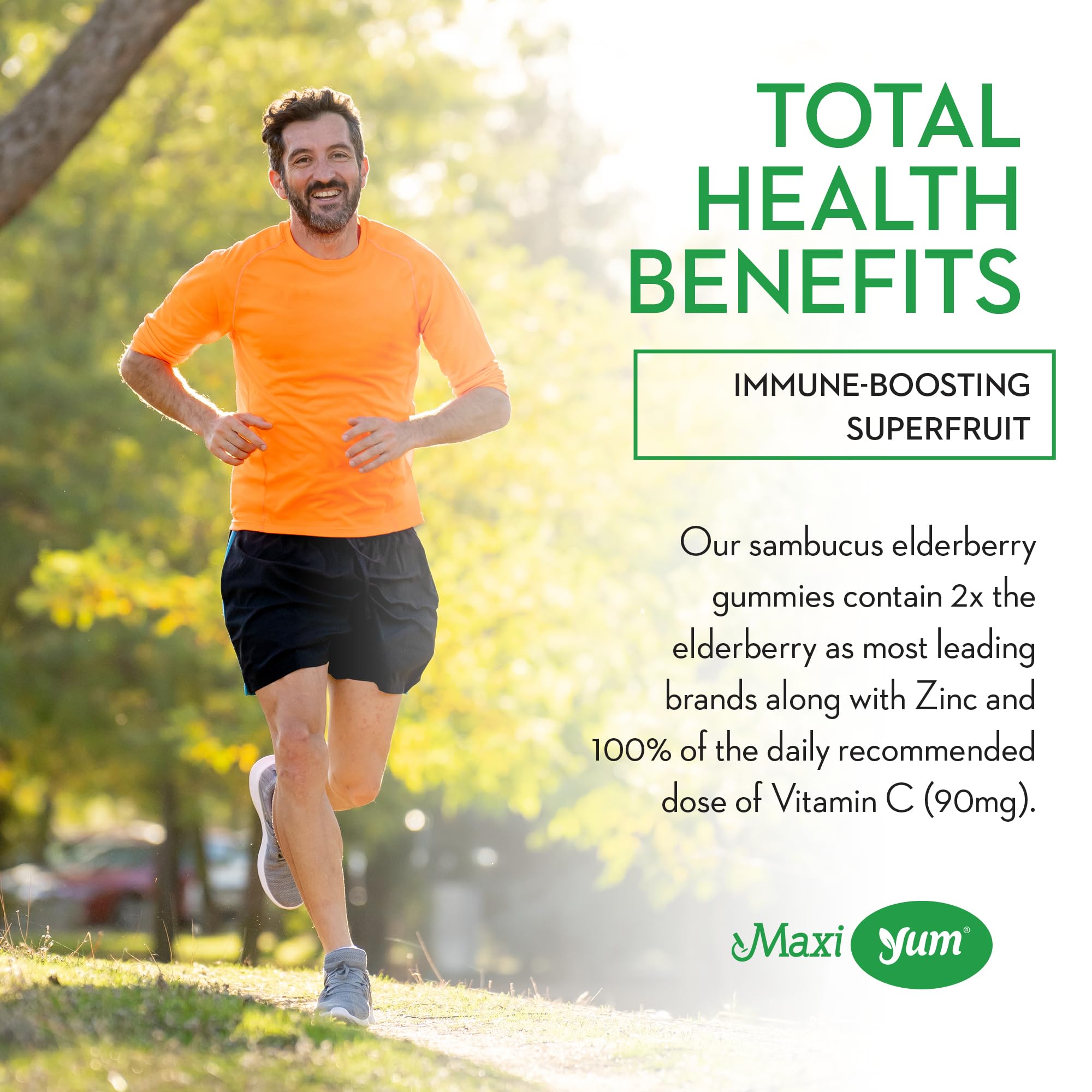 Ingrédients biologiques et fruits naturels utilisés dans les gommes Maxi Health au sureau.