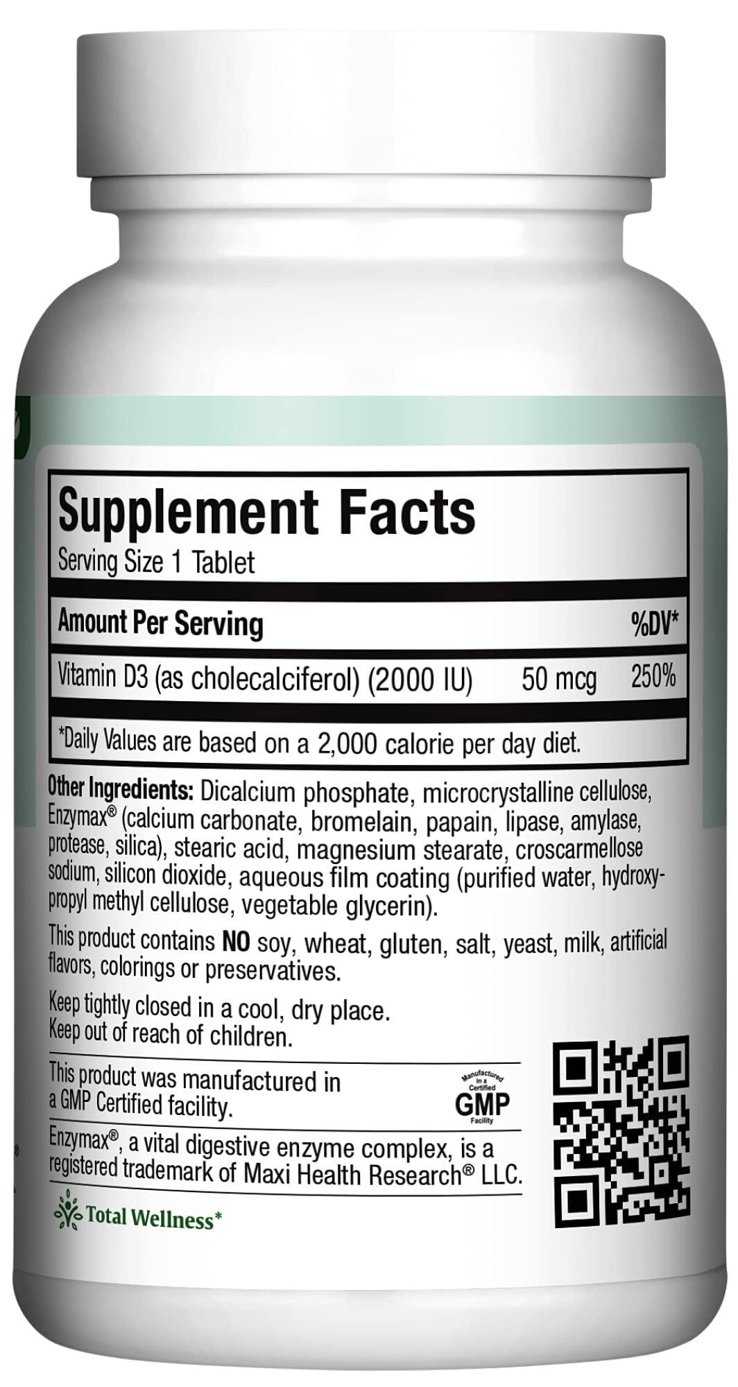 Maxi Health D3 2000IU - comprimés faciles à avaler pour l’absorption du calcium.
