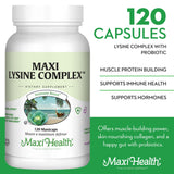 Probiotiques Bifidobacterium dans Maxi Health Lysine Complex, soutien potentiel au microbiote.
