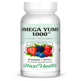 Maxi Health Omega Yums, bouteille-fruitee, facile à intégrer l'oméga-3 dans la routine familiale.