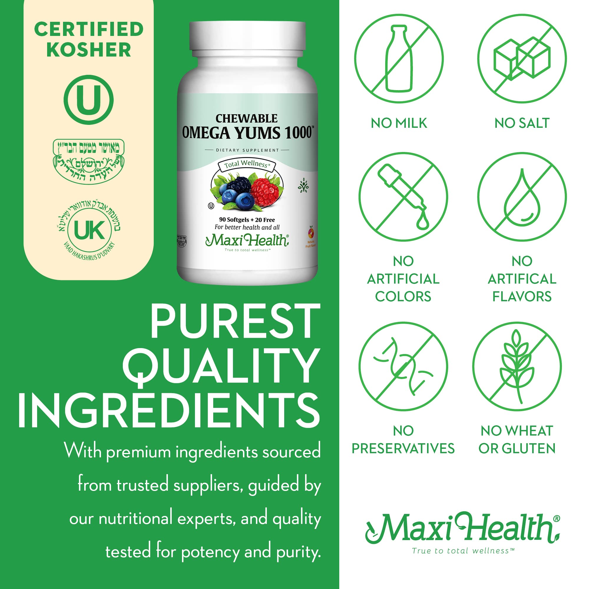 Maxi Health Omega Yums, texture-gomme-molle, expérience de mastication agréable et pratique.