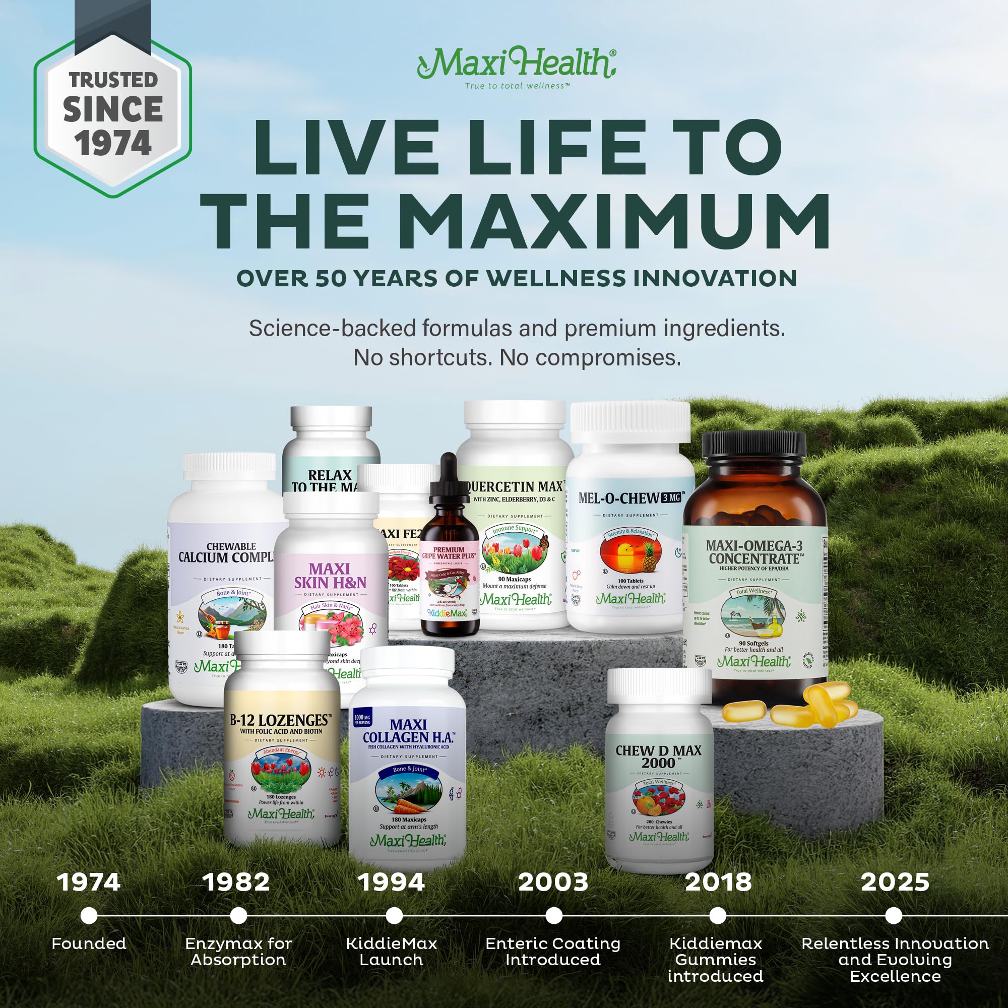 Présentation du produit Maxi Health Omega 3 dans une ambiance de cuisine.