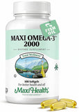 Maxi Health Omega 3 – bouteille de gélules, soutien potentiel à la santé générale.