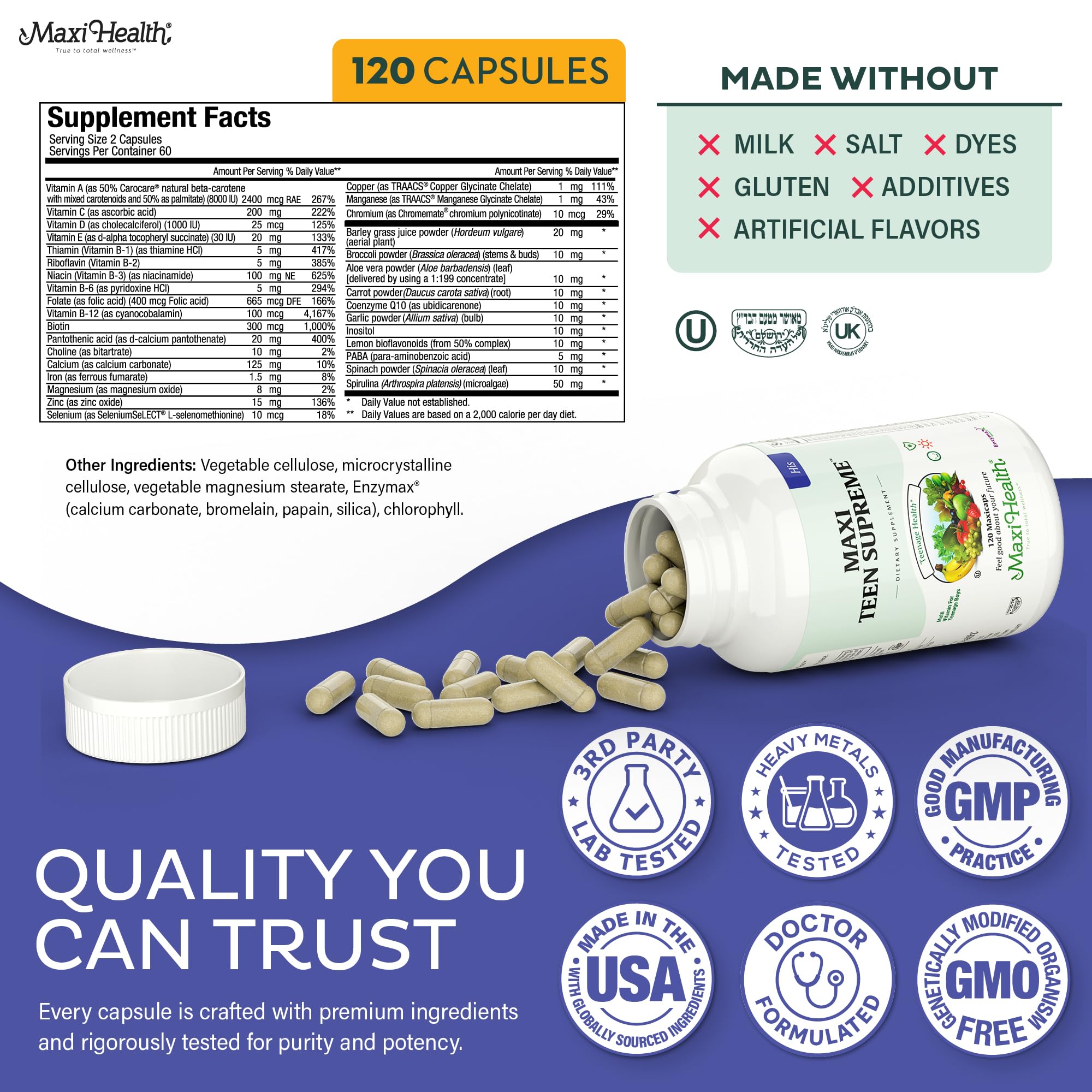  Maxi Health Vitamines Ados – performance sportive et récupération musculaire.