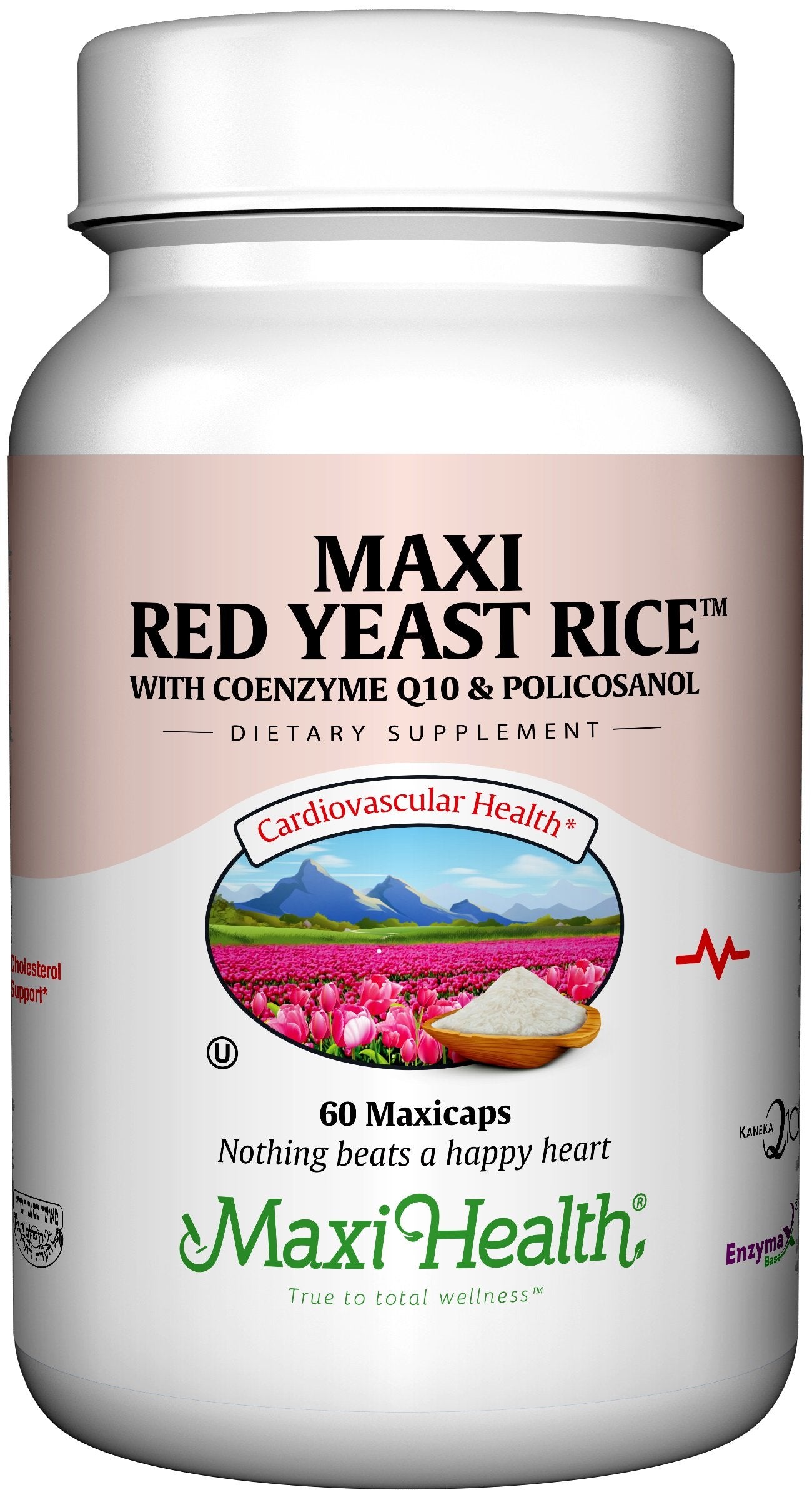 Marque Maxi Health, Riz Rouge de Levure, bouteille: soutien potentiel du métabolisme.