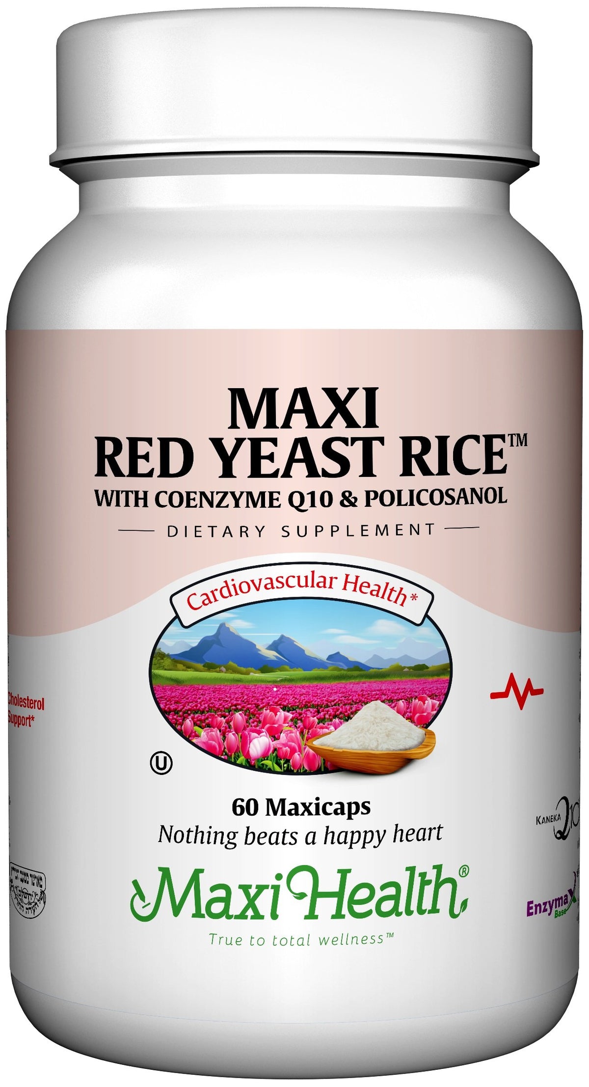 Marque Maxi Health, Riz Rouge de Levure, bouteille: soutien potentiel du métabolisme.