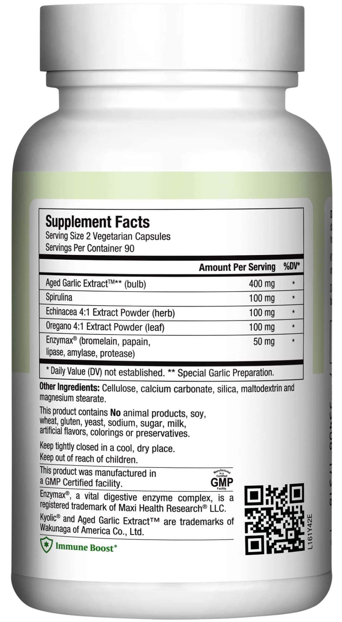 Ingrédients clés: spiruline, échinacée, origan et Enzymax pour le bien-être.