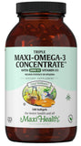 Maxi Health Triple Omega3 – bouteille de gélules, soutien potentiel cœur et cerveau.