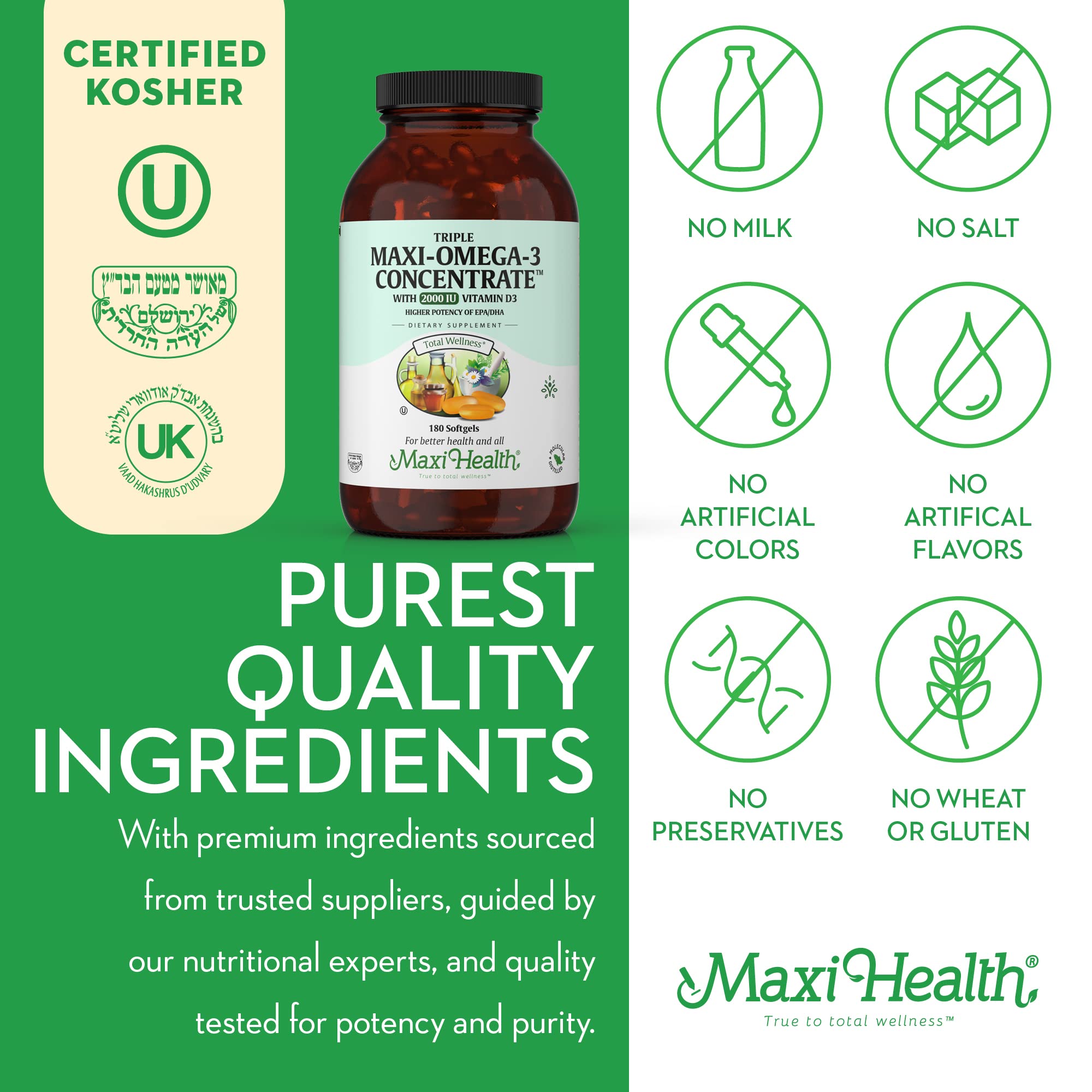 Maxi Health – certifications kosher OU et UK pour votre tranquillité d'esprit.