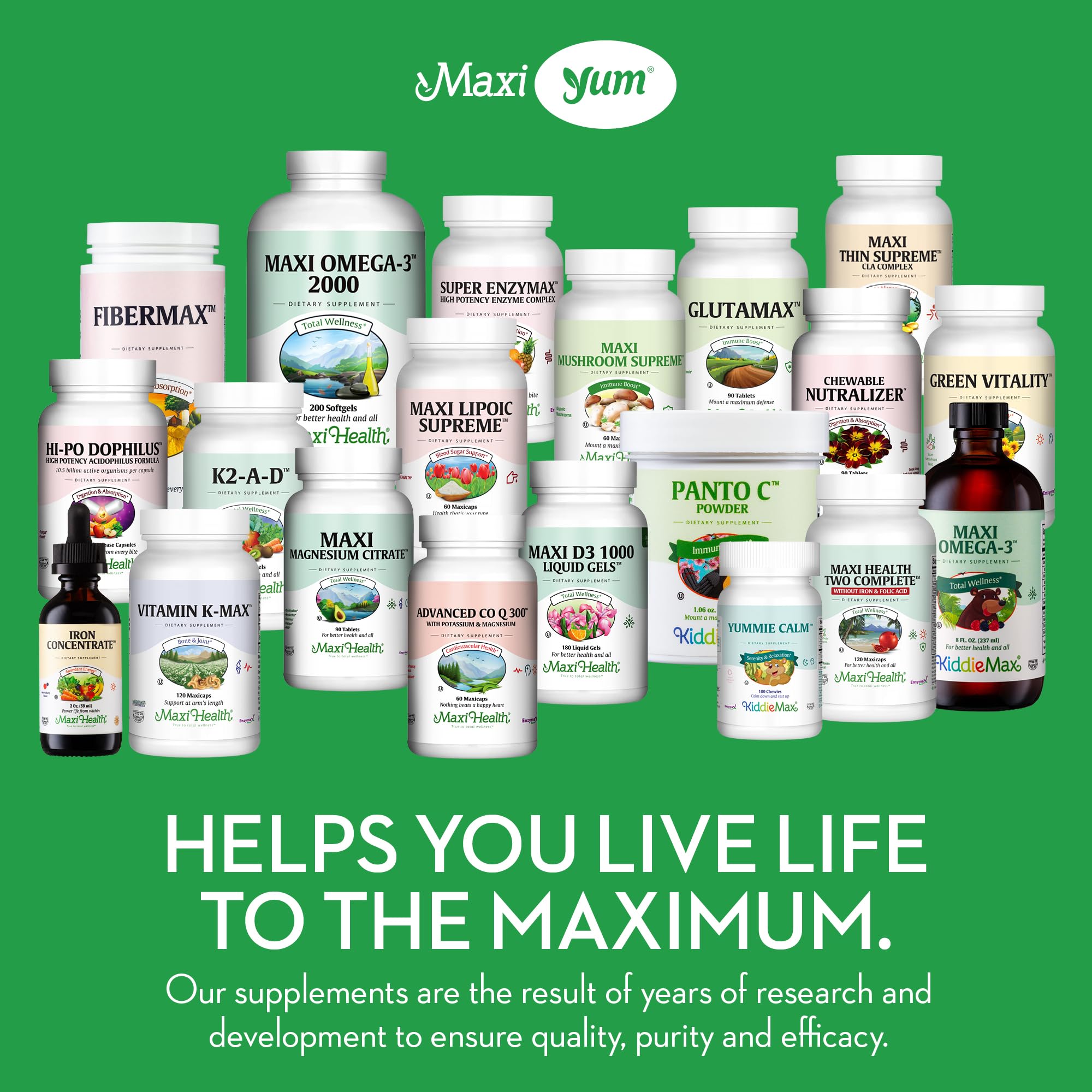 Gommes véganes et kosher Maxi Health avec sans allergènes majeurs.