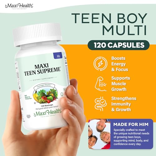  Maxi Health Vitamines Ados – tablettes, 32 nutriments pour énergie et concentration.