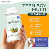  Maxi Health Vitamines Ados – tablettes, 32 nutriments pour énergie et concentration.