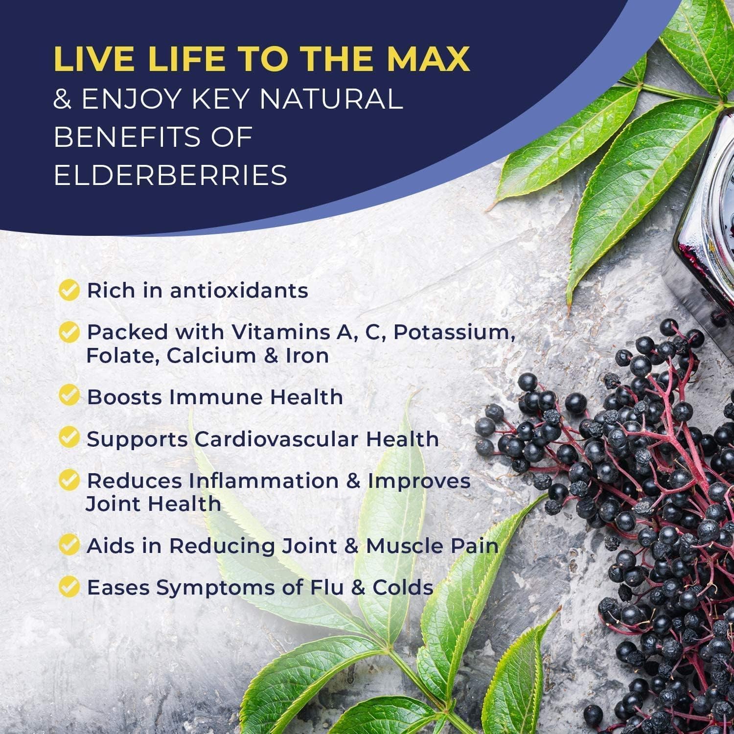 MaxImmunity bouteille de sureau noir prête pour un usage quotidien.
