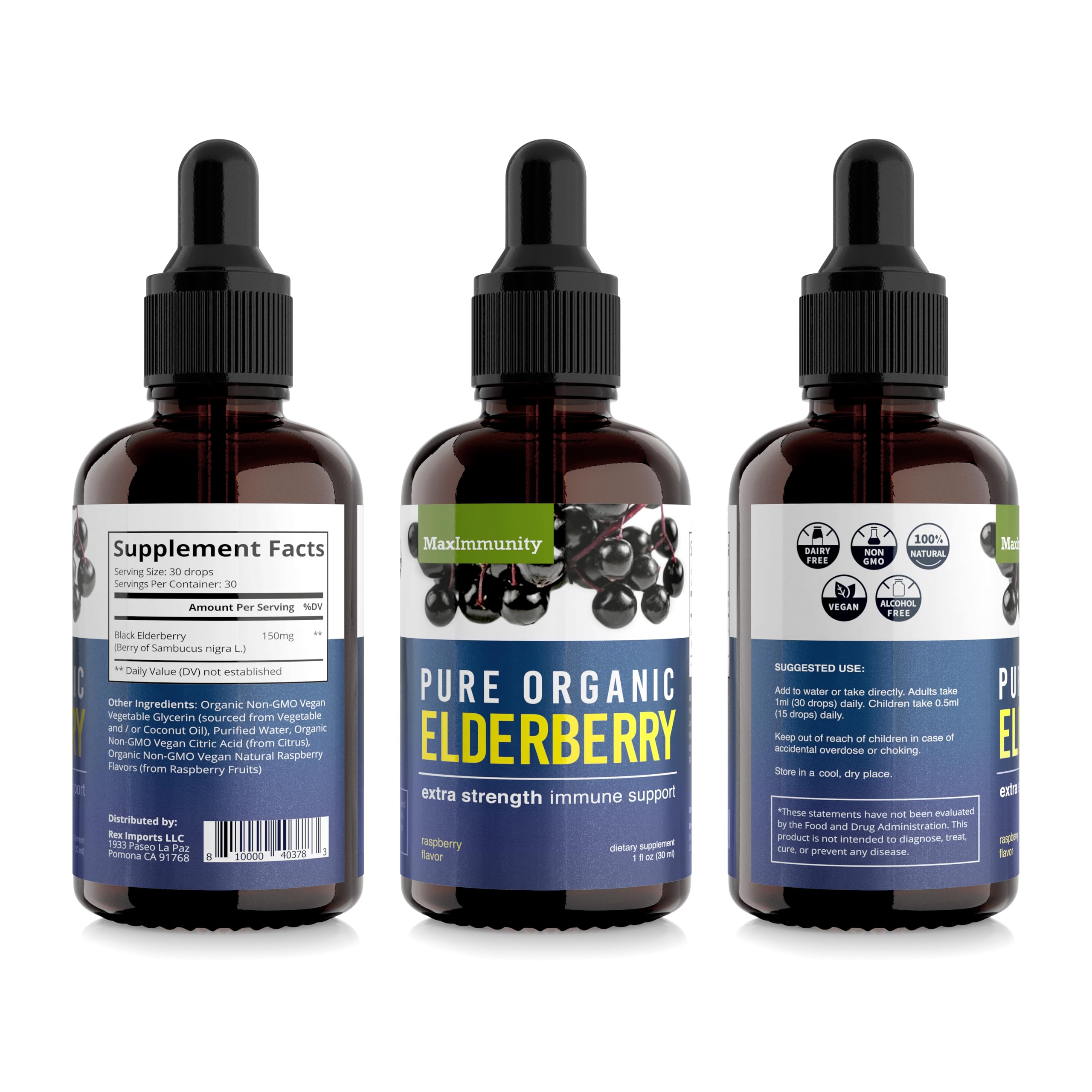 MaxImmunity Sureau bio - Sans OGM, végan, sans allergènes courants.