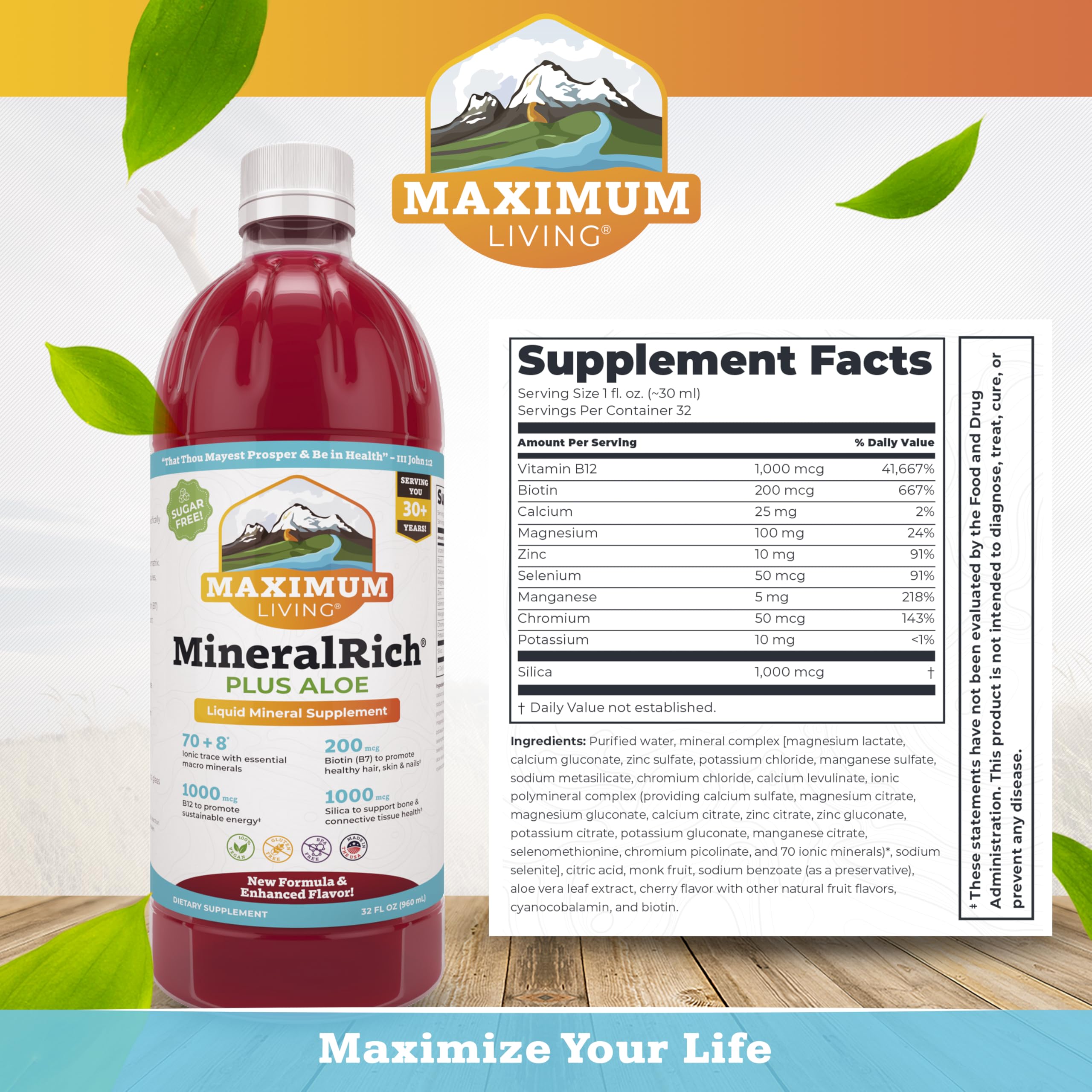 Maximum Living MineralRich : composition riche en minéraux et oligo-éléments pour une nutrition ciblée
