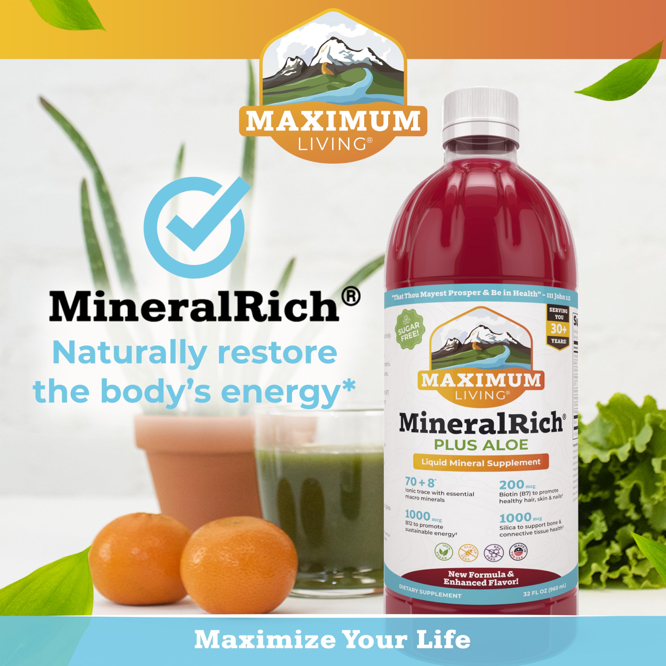 Maximum Living MineralRich : doseur-compte-gouttes pratique pour ajuster l'apport