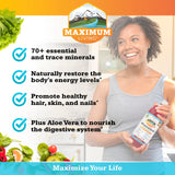Maximum Living MineralRich : étiquette claire et flacon transparent facilitant le suivi