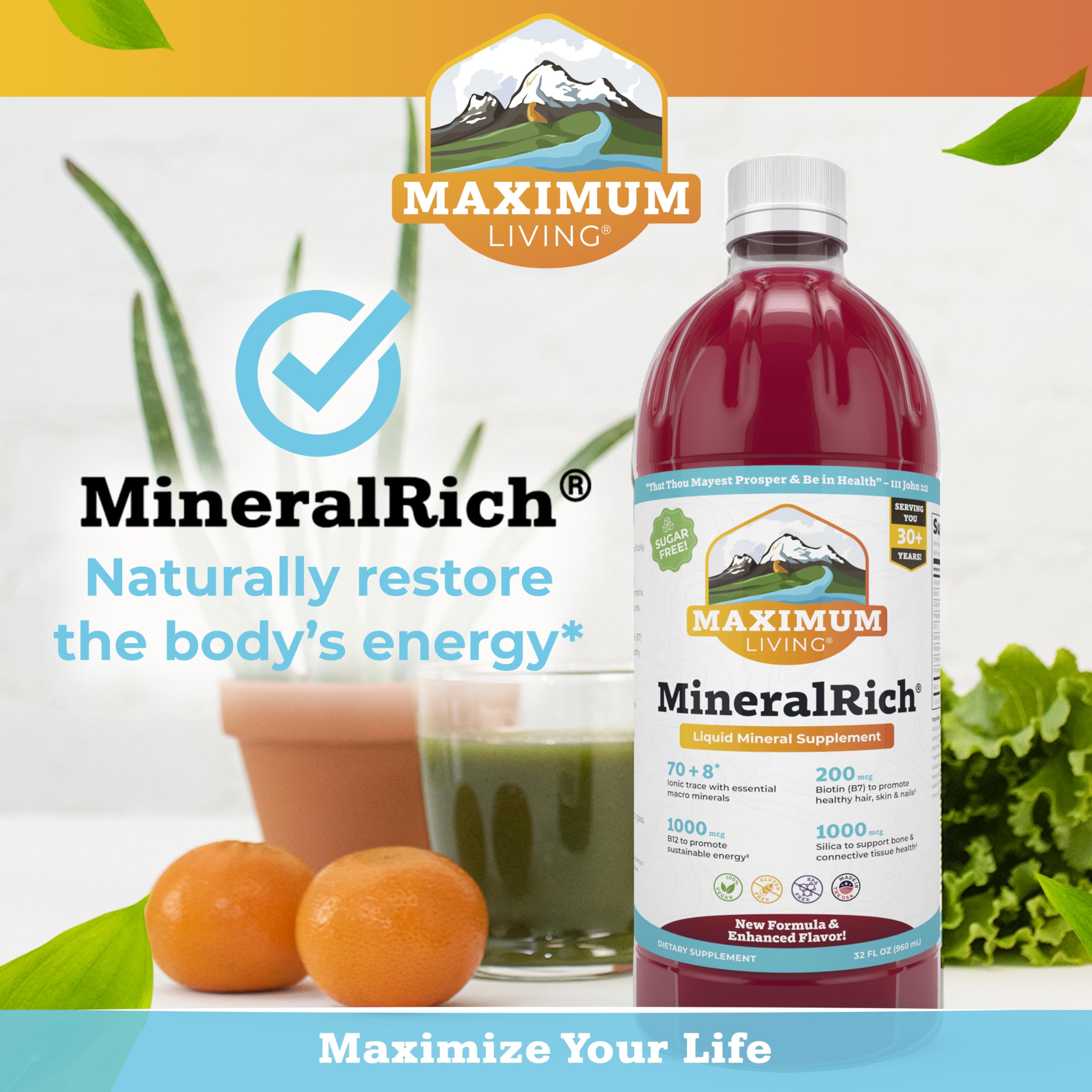 Maximum Living MineralRich dans la routine quotidienne, minéraux pratiques et sans calories.