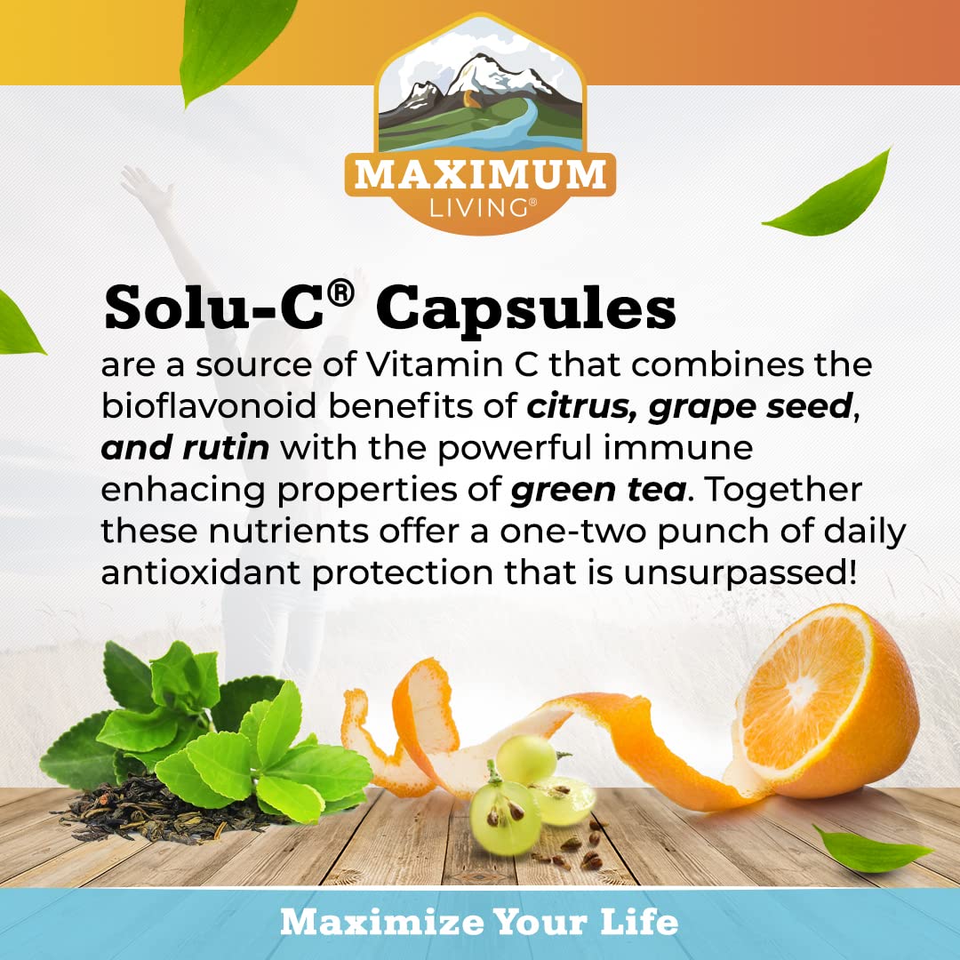 Maximum Living Solu-C bioflavonoïdes agrumes: bénéfices potentiels pour l'absorption de la vitamine C.