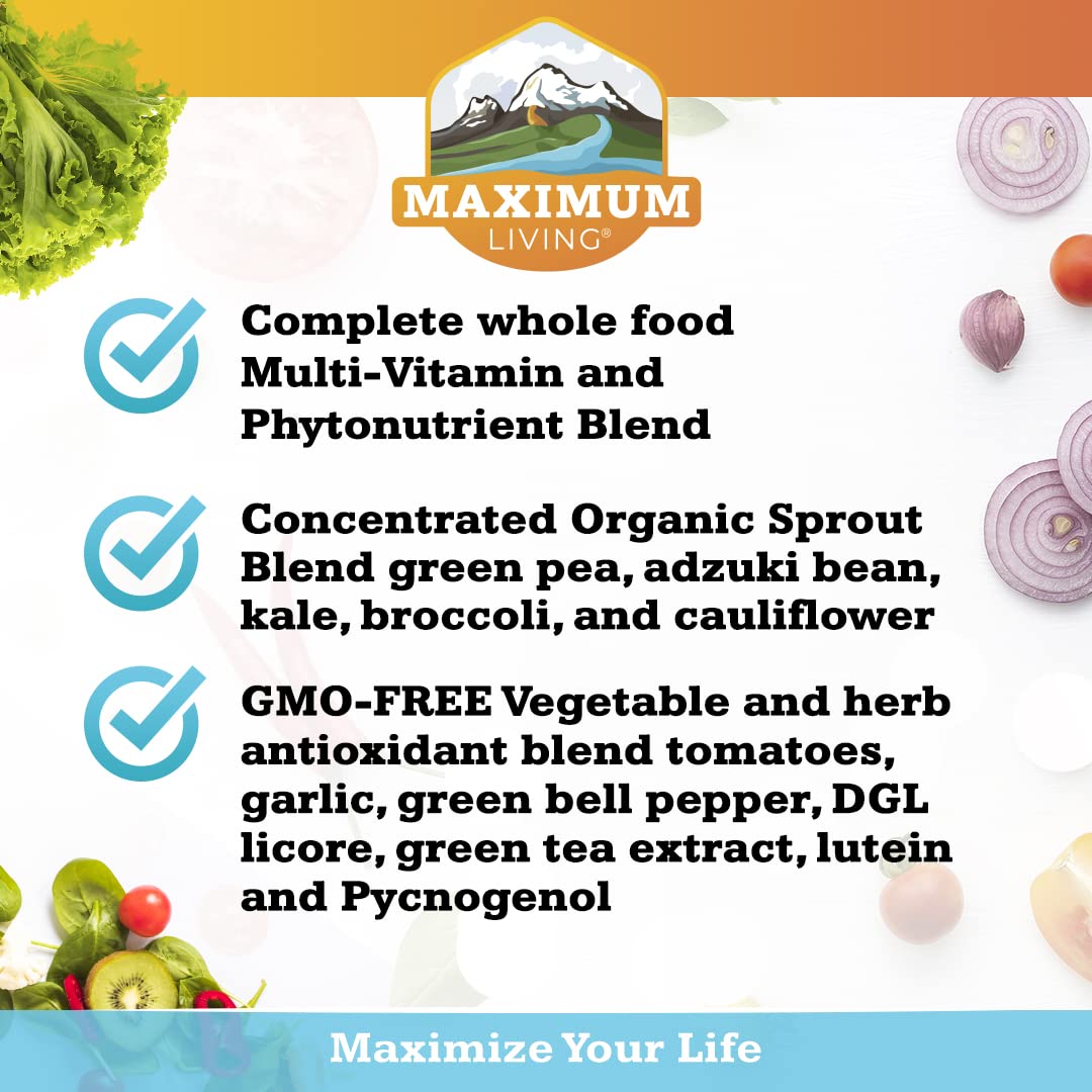 Ingrédients clés ail et luteine dans Vita-Sprout Maximum Living.