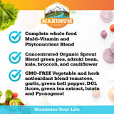 Ingrédients clés ail et luteine dans Vita-Sprout Maximum Living.