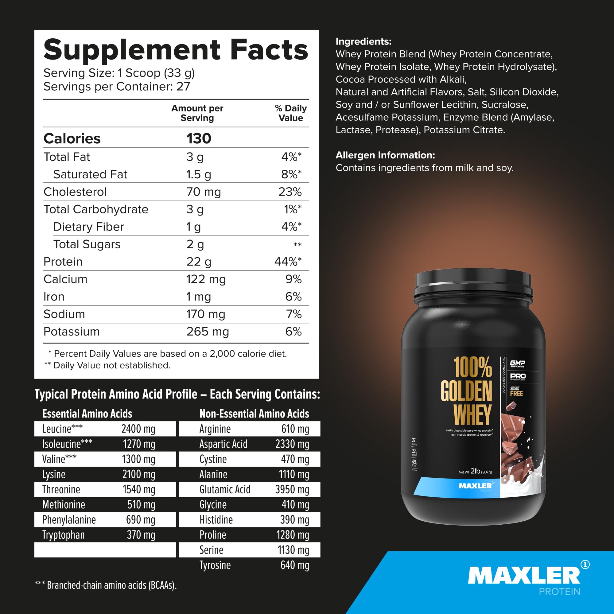 Maxler 100% Golden Whey – boisson post-entraînement pour une récupération légère.