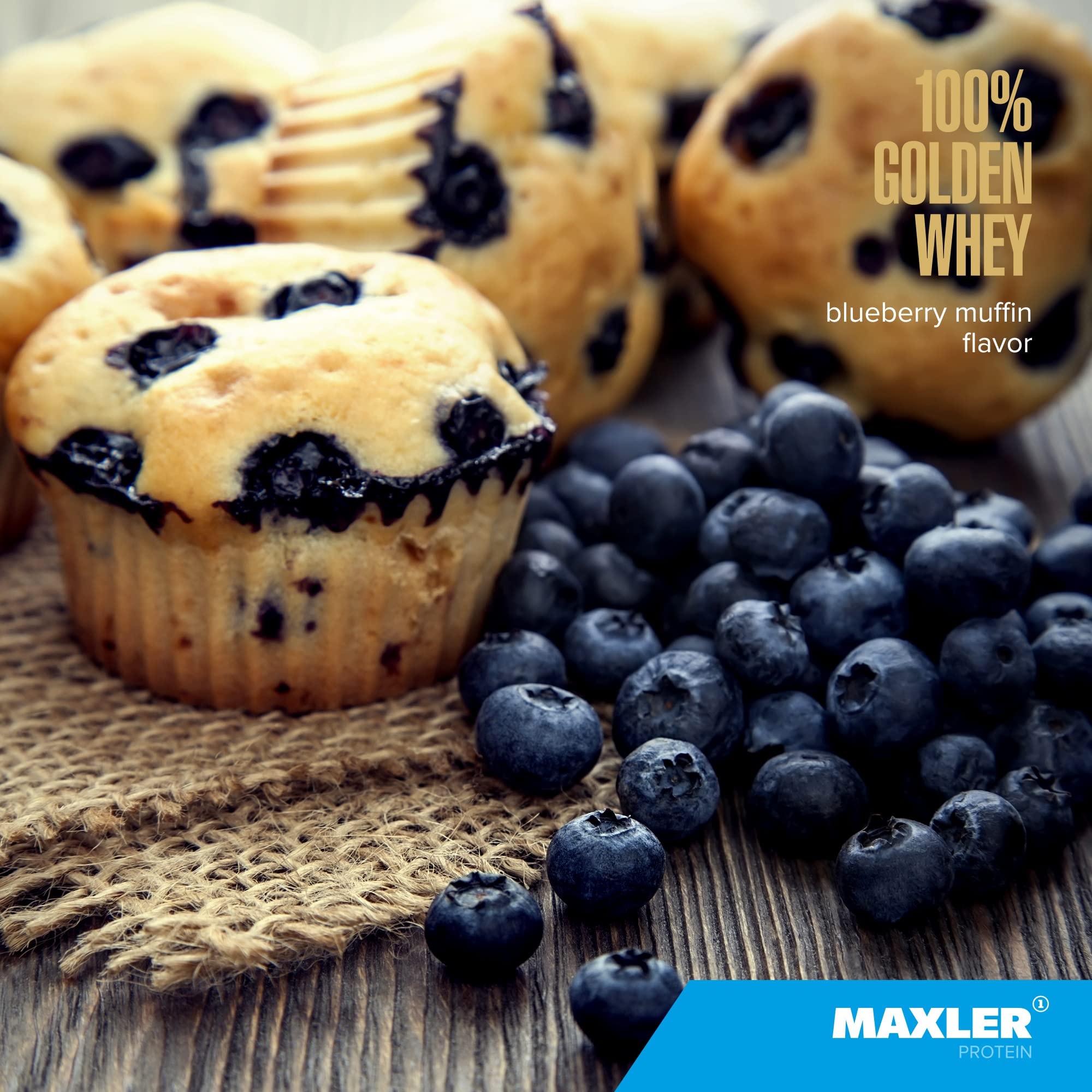 Maxler 100% Golden Whey, shake protéiné myrtille, texture onctueuse et goût naturel.